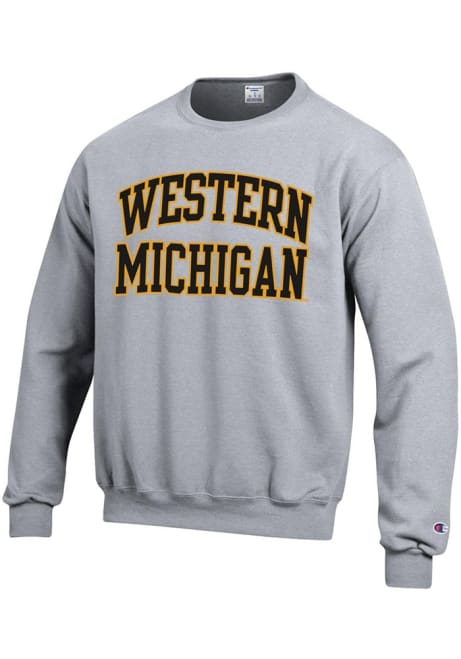 Mens Western Michigan Broncos Grey Champion Arch Crew Sweatshirt