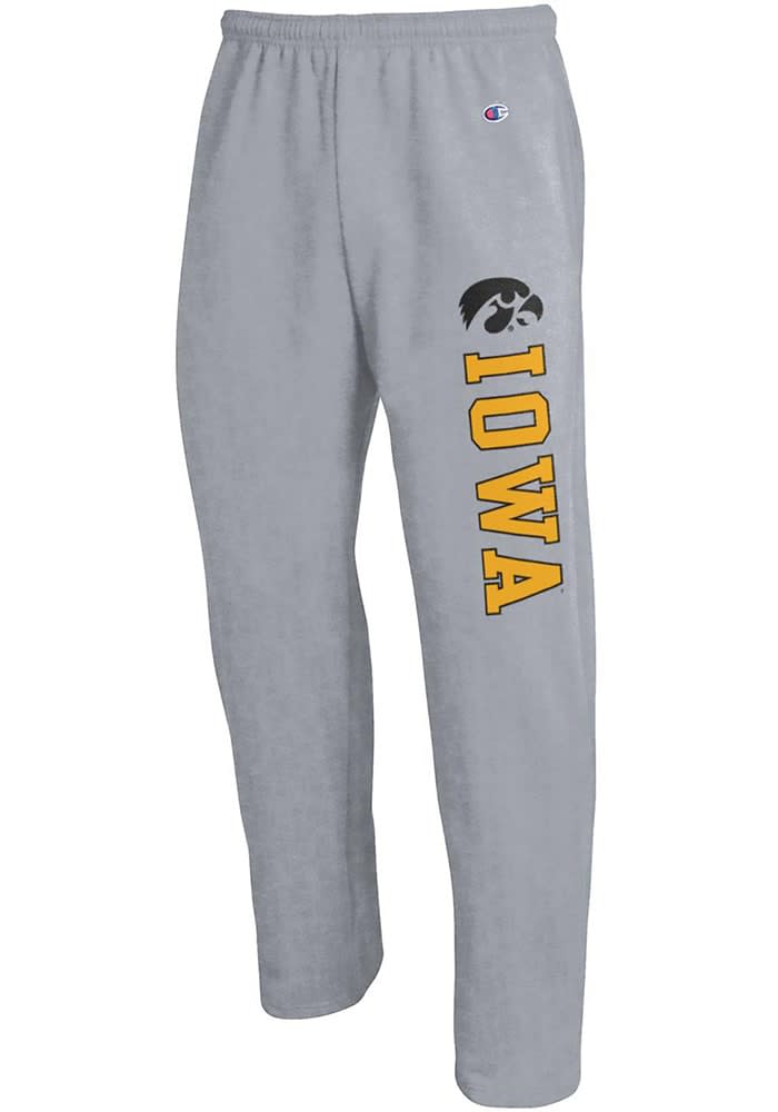 Champion Iowa Hawkeyes Mens Grey Open Bottom Sweatpants