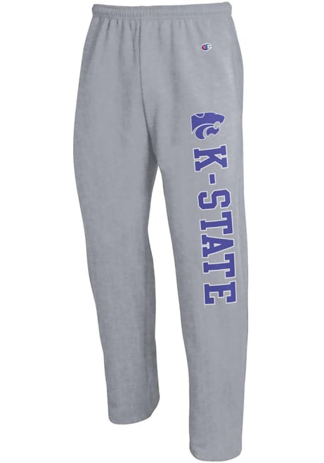 Mens K-State Wildcats Grey Champion Open Bottom Sweatpants