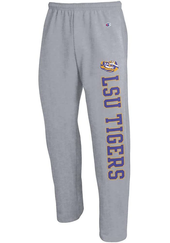 LSU Tigers Mens Champion GREY Open Bottom Sweatpants