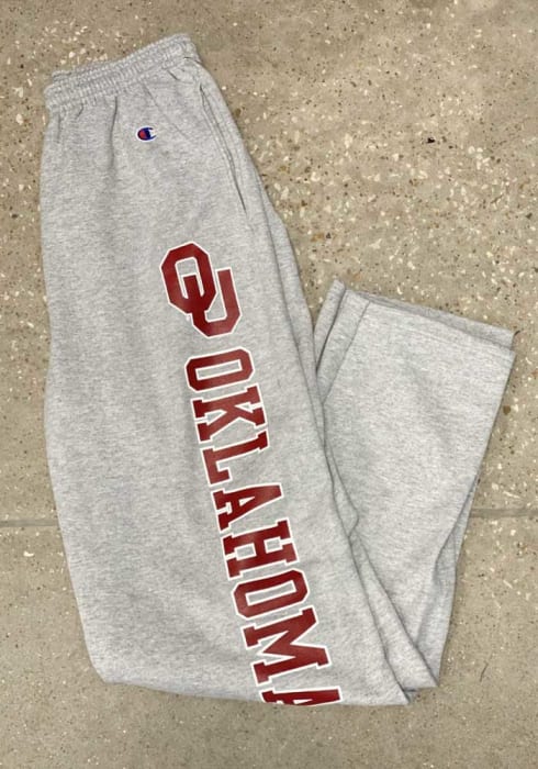 Oklahoma Sooners Champion Grey Open Bottom Sweatpants