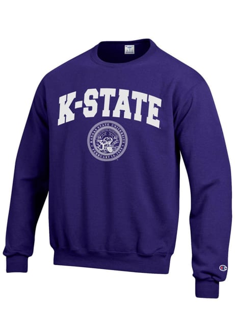 Mens K-State Wildcats Purple Champion Official Seal Crew Sweatshirt