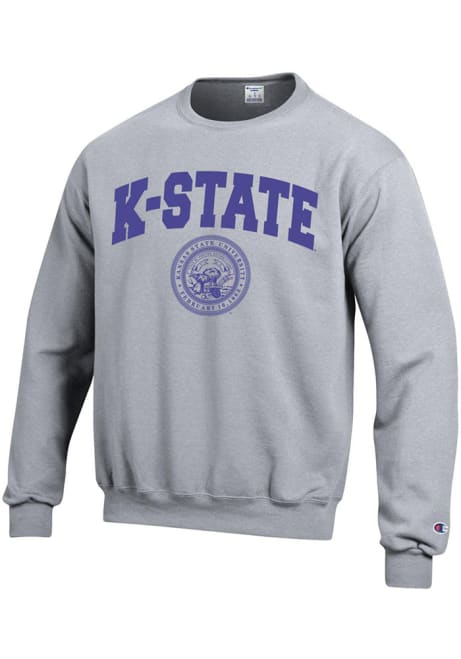 Mens K-State Wildcats Grey Champion Official Seal Crew Sweatshirt