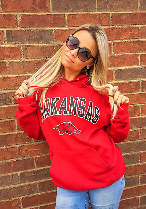 Champion Arkansas Razorbacks Mens CARDINAL Arch Mascot Hoodie