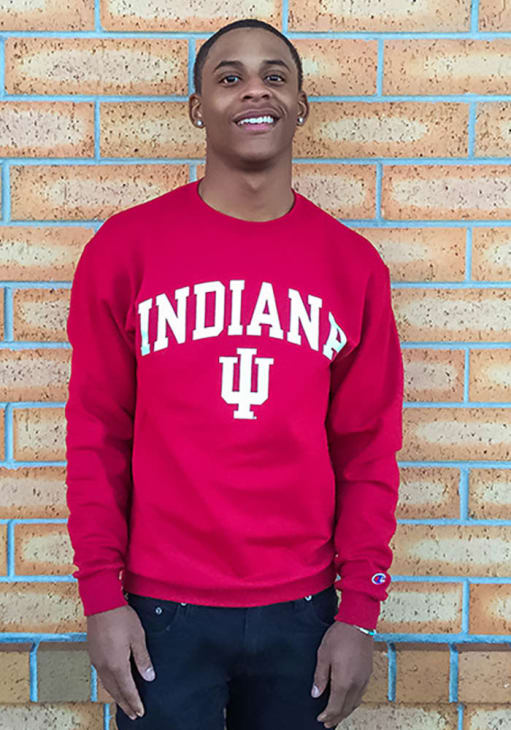Champion Indiana Hoosiers Mens Crimson Arch Mascot Long Sleeve Crew Sweatshirt