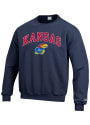 Kansas Jayhawks Champion Arch Mascot Crew Sweatshirt - Navy Blue