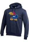 Main image for Champion Kansas Jayhawks Mens Navy Blue Big Logo Long Sleeve Hoodie