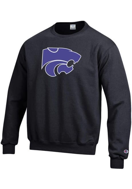 Mens K-State Wildcats Black Champion Big Logo Crew Sweatshirt