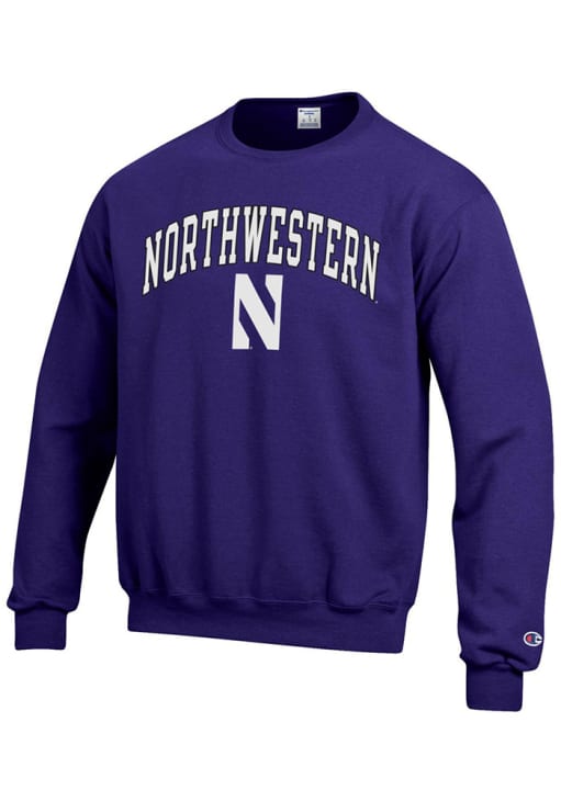 Champion Northwestern Wildcats Arch Mascot Crew Sweatshirt - Purple