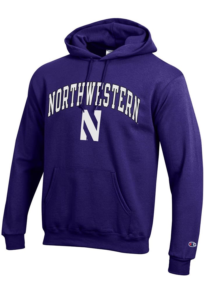 Champion Mens PURPLE Northwestern Wildcats Arch Mascot Hoodie