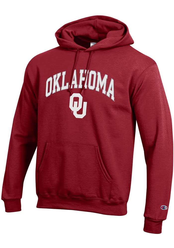 Champion Oklahoma Sooners Crimson Arch Mascot Long Sleeve Hoodie Crimson 50 COTTON 50 POLYESTER Size XS Rally House