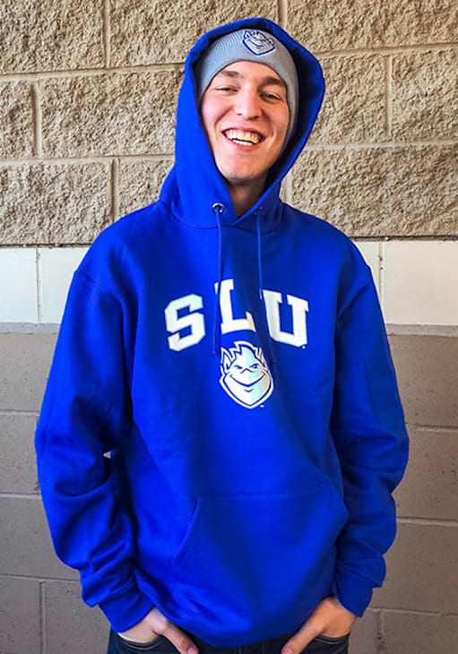 Champion Saint Louis Billikens Mens BLUE Arch Mascot Hoodie 14753832