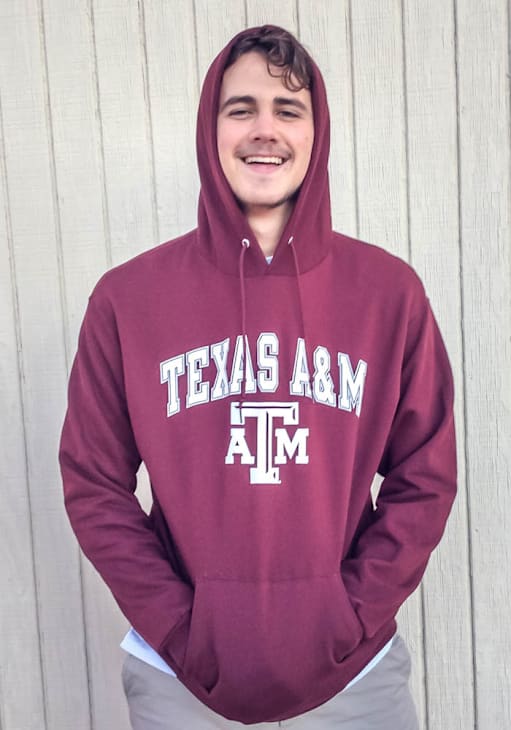 Champion Texas A&M Aggies Mens Arch Mascot Hoodie - MAROON 