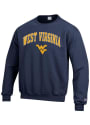 West Virginia Mountaineers Champion Arch Mascot Crew Sweatshirt - Navy Blue
