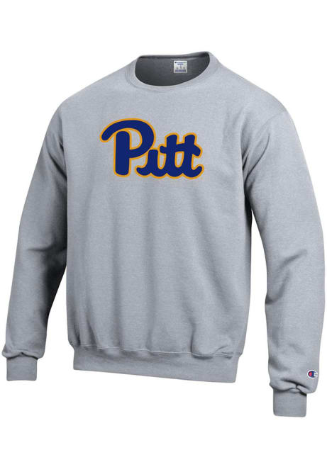 Mens Pitt Panthers Grey Champion Logo Crew Sweatshirt