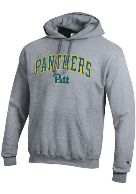 Mens Pitt Panthers Grey Champion Arch Mascot Hooded Sweatshirt