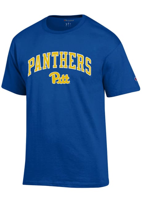 Pitt Panthers Blue Champion Arch Mascot Short Sleeve T Shirt