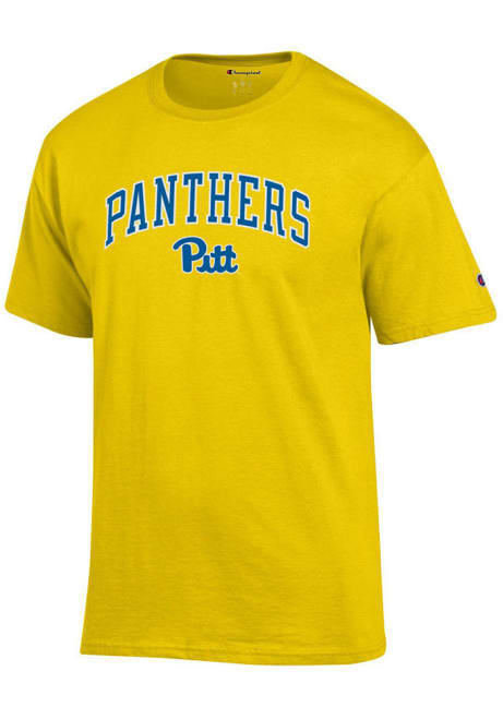 Pitt Panthers Gold Champion Arch Mascot Short Sleeve T Shirt