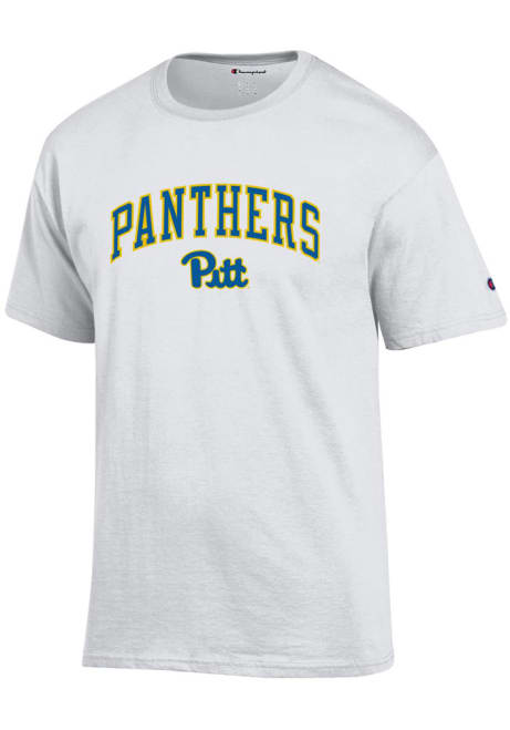 Pitt Panthers White Champion Arch Mascot Logo Short Sleeve T Shirt