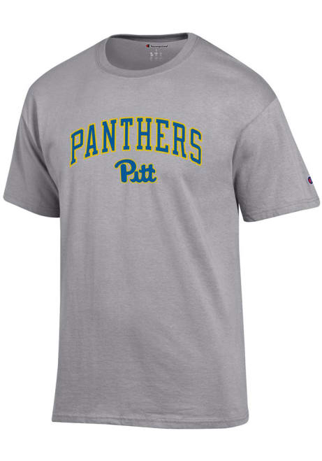 Pitt Panthers Grey Champion Arch Mascot Wordmark Short Sleeve T Shirt