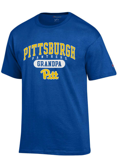 Pitt Panthers Blue Champion Wordmark Grandpa Short Sleeve T Shirt