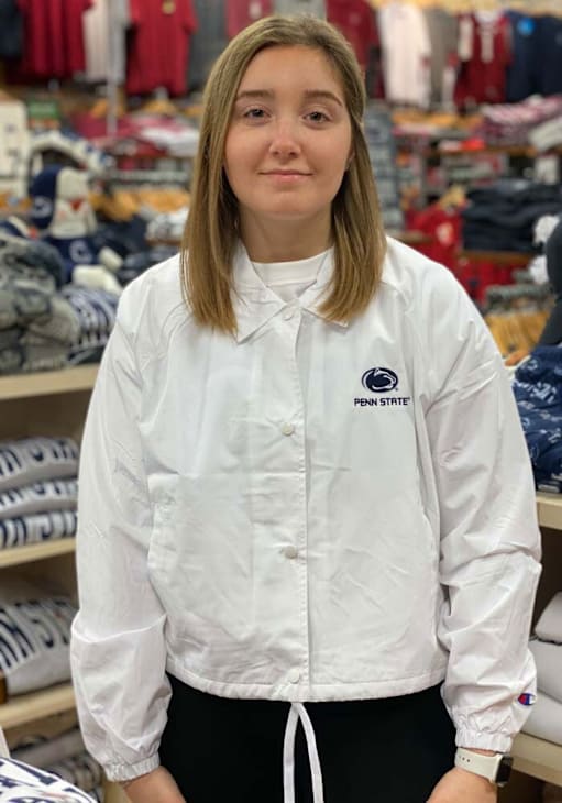 Champion Womens White Penn State Nittany Lions Crop Coaches Light