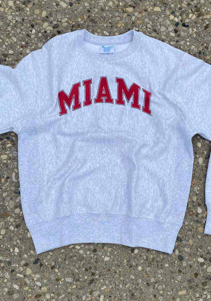 Champion Miami RedHawks Reverse Weave Crew Sweatshirt - Grey