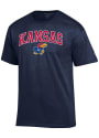 Kansas Jayhawks Champion Arch Mascot T Shirt - Navy Blue