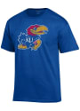 Kansas Jayhawks Champion Distressed T Shirt - Blue