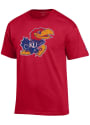 Kansas Jayhawks Champion Distressed T Shirt - Red