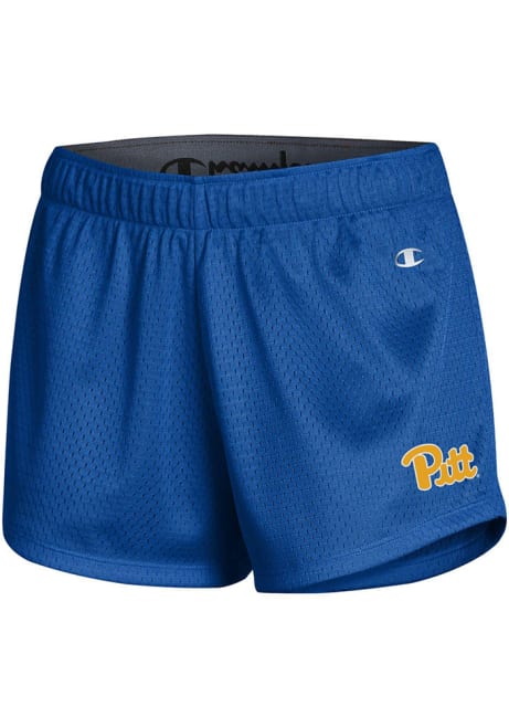 Womens Pitt Panthers Blue Champion Mesh Wordmark Shorts