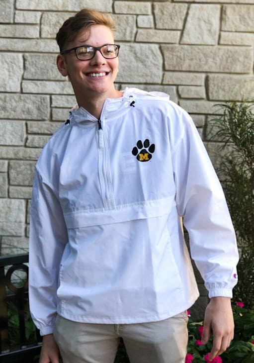 Champion Missouri Tigers Mens White Tiger Paw Logo Packable Light Weight Jacket