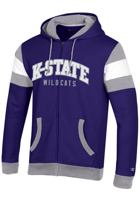 Mens K-State Wildcats Purple Champion Super Fan Long Sleeve Full Zip Jacket