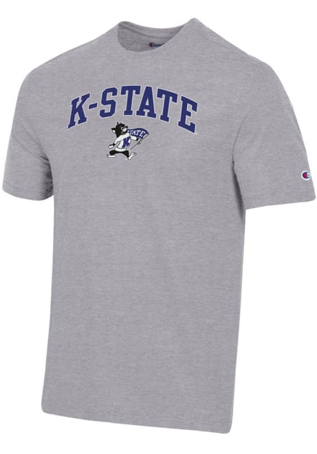 K-State Wildcats Grey Champion Super Fan Twill Short Sleeve T Shirt