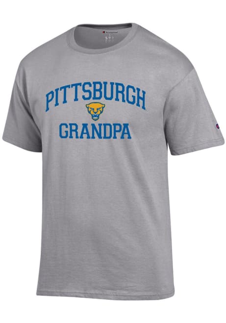 Pitt Panthers Grey Champion Grandpa Graphic Short Sleeve T Shirt