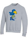 Main image for Champion Kansas Jayhawks Mens Grey Vintage Logo Long Sleeve Crew Sweatshirt