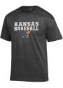 Kansas Jayhawks Champion Baseball T Shirt - Charcoal