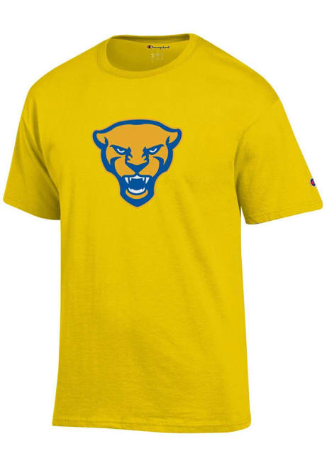 Pitt Panthers Gold Champion Panther Head Short Sleeve T Shirt