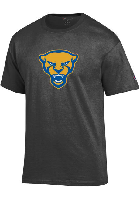 Pitt Panthers Charcoal Champion Panther Head Short Sleeve T Shirt