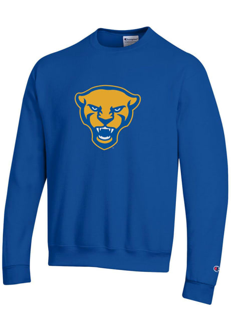 Mens Pitt Panthers Blue Champion Panther Head Crew Sweatshirt