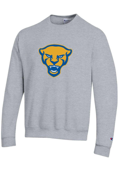 Mens Pitt Panthers Grey Champion Panther Head Crew Sweatshirt