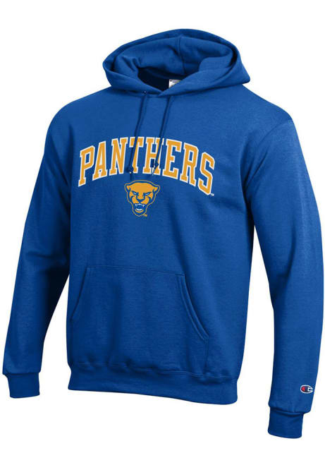 Mens Pitt Panthers Blue Champion Arch Mascot Hooded Sweatshirt