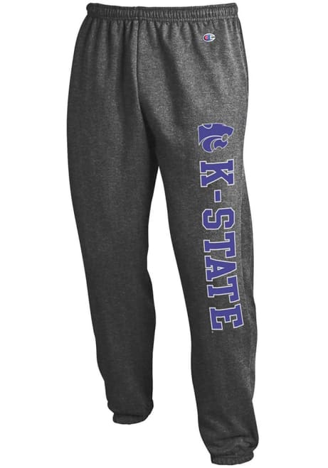 Mens K-State Wildcats Charcoal Champion Powerblend Closed Bottom Sweatpants