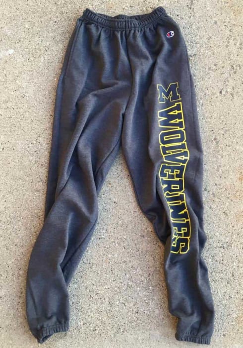 Michigan Wolverines Champion Charcoal Powerblend Closed Bottom Sweatpants