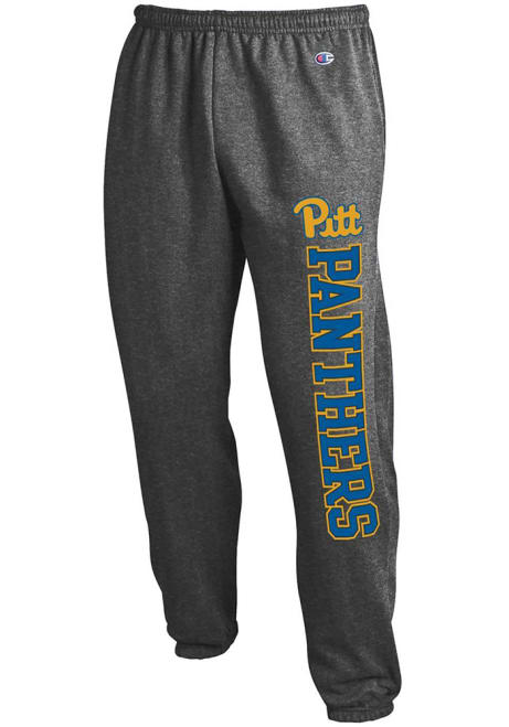 Mens Pitt Panthers Charcoal Champion Powerblend Closed Bottom Sweatpants