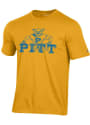 Pitt Panthers Champion Distressed Vintage Logo Fashion T Shirt - Gold