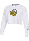 Main image for Womens Michigan Wolverines Silver Champion Reverse Weave Cropped Boyfriend Crew Sweatshirt