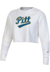 Main image for Champion Pitt Panthers Womens White Reverse Weave Cropped Boyfriend Crew Sweatshirt