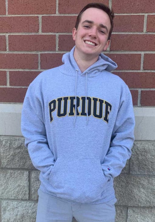 Champion Purdue Boilermakers Mens GREY Powerblend Twill Hoodie