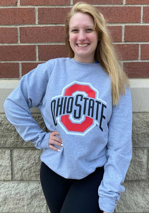 Champion Ohio State Buckeyes Mens GREY Powerblend Crew Sweatshirt